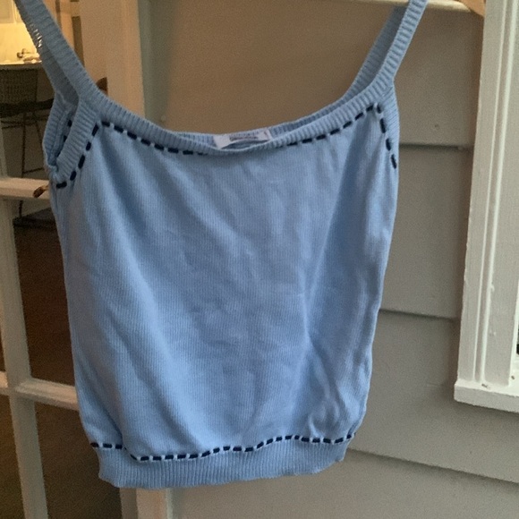 Moschino Sweater Cami Tank Italian 🇮🇹 Cotton Sleeveless Baby Blue 6 - Picture 3 of 5